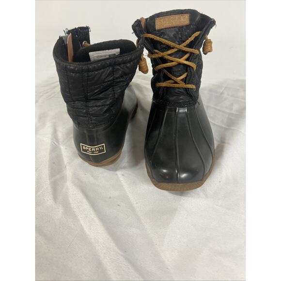 Sperry Black Saltwater Quilted Duck Ankle Boots Womens 8.5 M STS80755 Waterproof - Picture 3 of 11